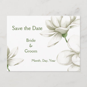 Beautiful White Garden Flower Save the Date  Announcement Postcard