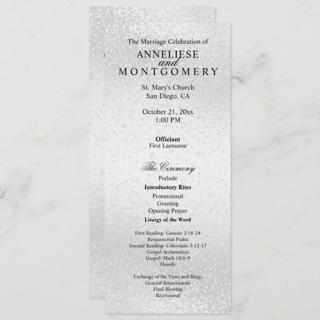 Beautiful White Glitter  -  Program Programme (Front/Back)