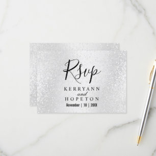Beautiful White Glitter - RSVP Card