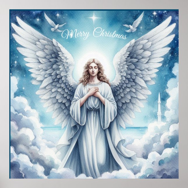 Beautiful White Guardian Angel Poster (Front)