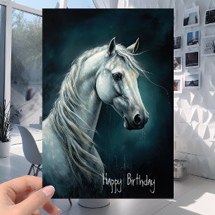 Beautiful White Horse - Any Age Happy Birthday Card