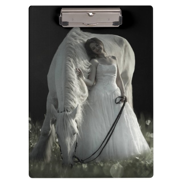 Beautiful White Horse Clipboard (Front)