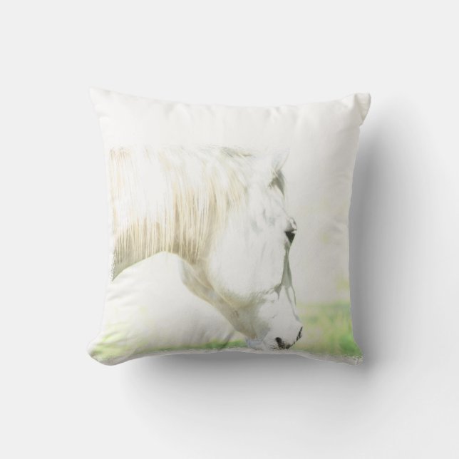 Beautiful White Horse Cushion (Front)