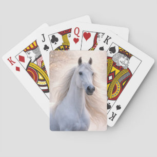 Beautiful White Horse Flowing Mane Playing Cards