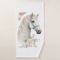 Beautiful White Horse Head Boho Floral
