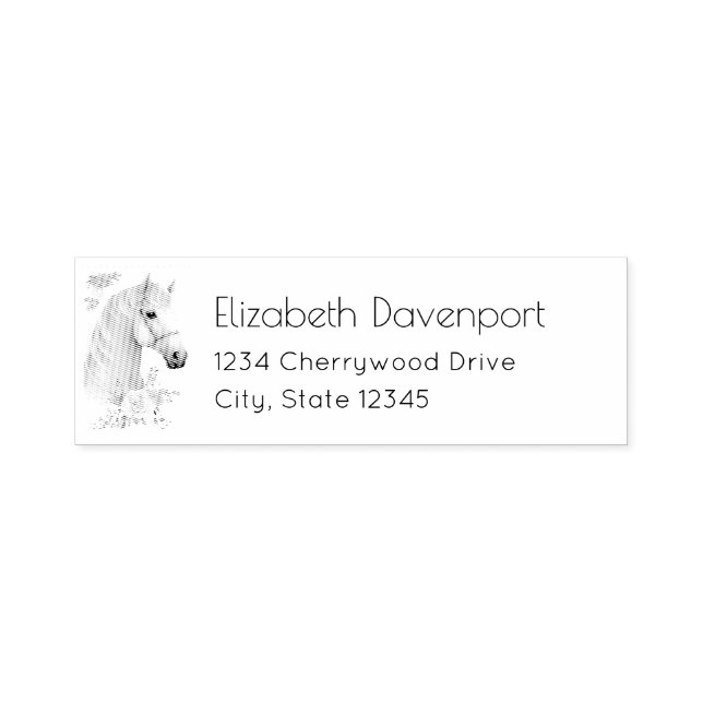 Beautiful White Horse Head Boho Floral Self-inking Stamp (Design)