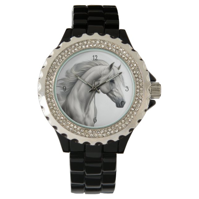 Beautiful White Horse Head Watch (Front)