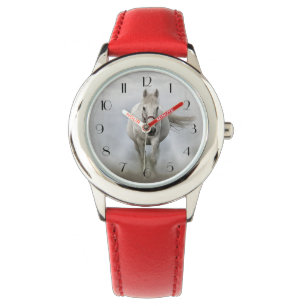 Beautiful white horse in mist watch