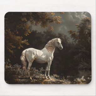 Beautiful White Horse Oil Painting Vintage Mouse Mat