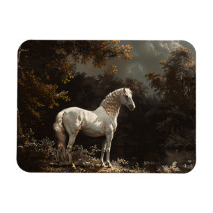 Beautiful White Horse Painting Vintage Flexible Magnet