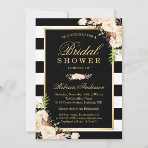 Beautiful White Ivory Flowers Winter Bridal Shower Invitation