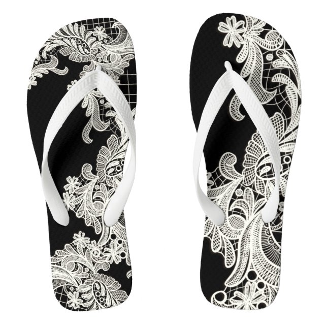  Beautiful White Lace Elegant   Flip Flops (Footbed)