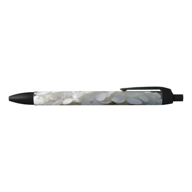 Beautiful White Lime Hydrangea Floral Blue Ink Pen (Top)