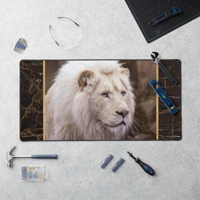 Beautiful White Lion Photo Desk Mat (Workstation)