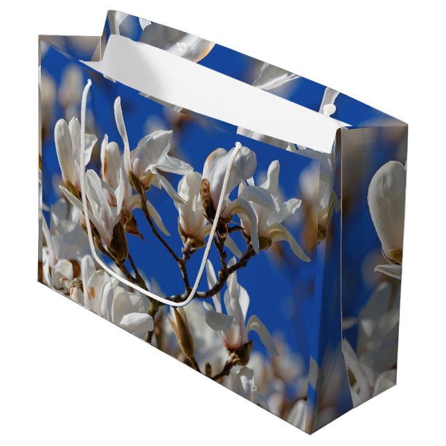Beautiful White Magnolia Sargentiana Flowers Large Gift Bag (Front Angled)