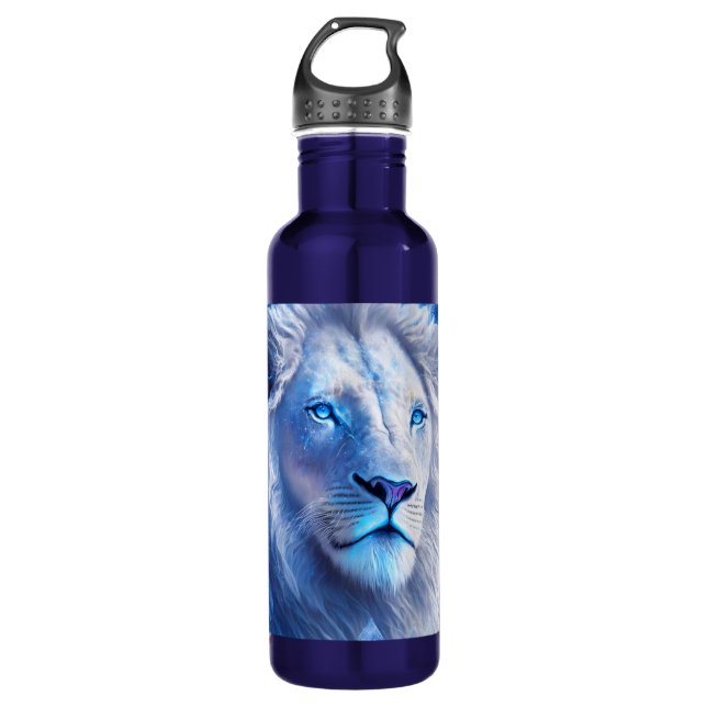 Beautiful White Mystical Lion with Blue Eyes   710 Ml Water Bottle (Front)