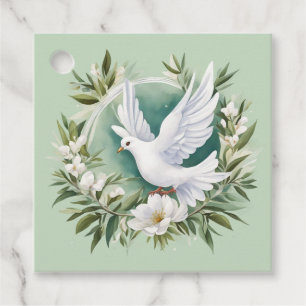 Beautiful White Peace Dove Favour Tags
