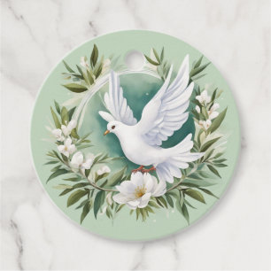 Beautiful White Peace Dove Favour Tags