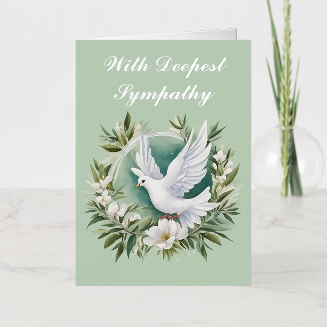 Beautiful White Peace Dove Foil Holiday Card (Front)