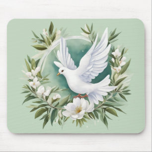 Beautiful White Peace Dove Mouse Mat