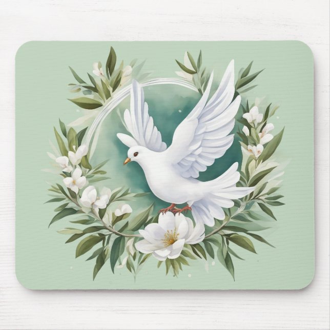 Beautiful White Peace Dove Mouse Mat (Front)