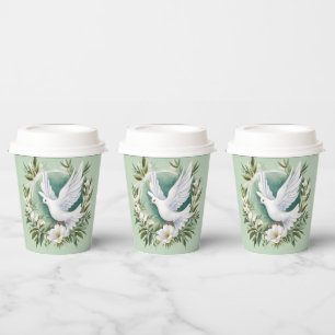 Beautiful White Peace Dove Paper Cups