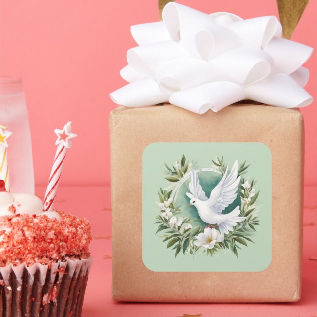 Beautiful White Peace Dove Square Sticker (Party)