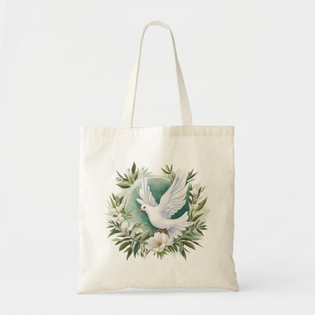 Beautiful White Peace Dove Tote Bag (Front)