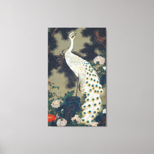 Beautiful White Peacock Japanese Canvas Print