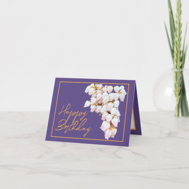 Beautiful White Pieris Flowers Chic Happy Birthday Card (Front)