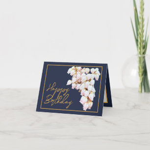 Beautiful White Pieris Flowers Chic Happy Birthday Card