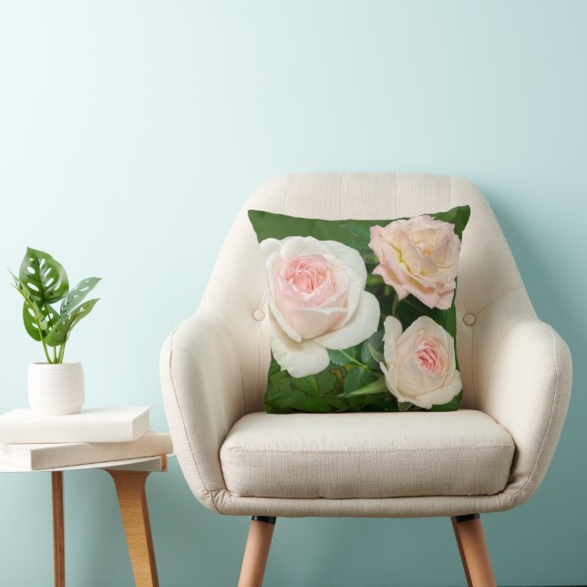 Beautiful white pink roses cushion (Chair)