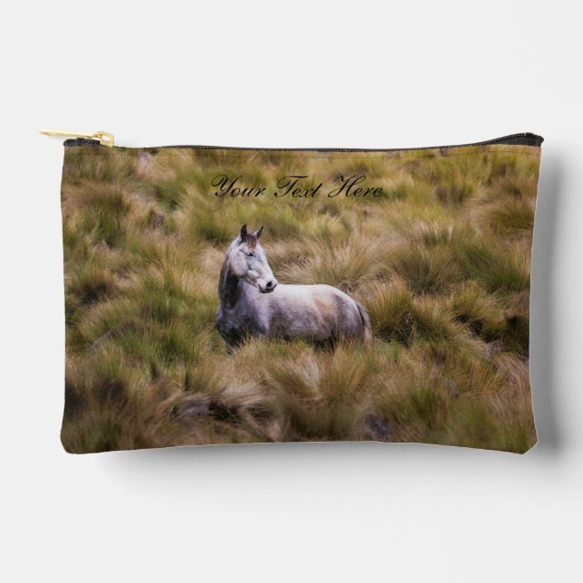 Beautiful White Prairie Horse  Accessory Pouch (Front)