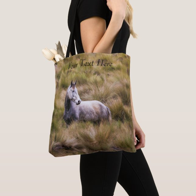 Beautiful White Prairie Horse  Tote Bag (Close Up)