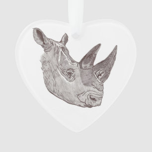 Beautiful White Rhinoceros portrait Ornament