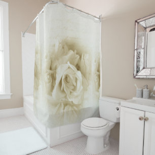 Beautiful white rose art shower curtain
