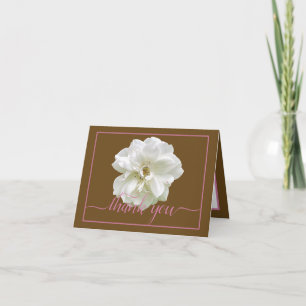 Beautiful White Rose Colour Backdrop Chic Thank Yo Card