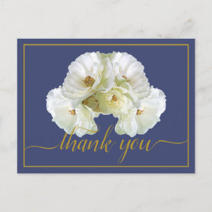 Beautiful White Rose Colour Backdrop Chic Thank Yo Postcard