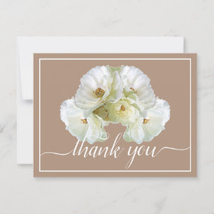 Beautiful White Rose Colour Backdrop Chic Thank Yo Postcard
