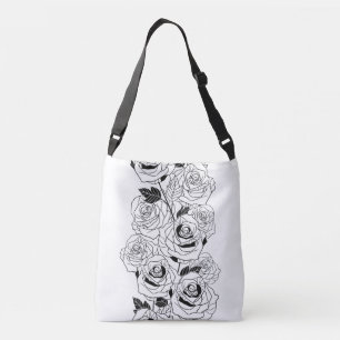 beautiful white rose patterns crossbody bag