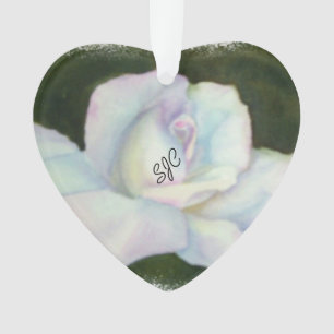 BEAUTIFUL WHITE ROSE VALENTINE ORNAMENT