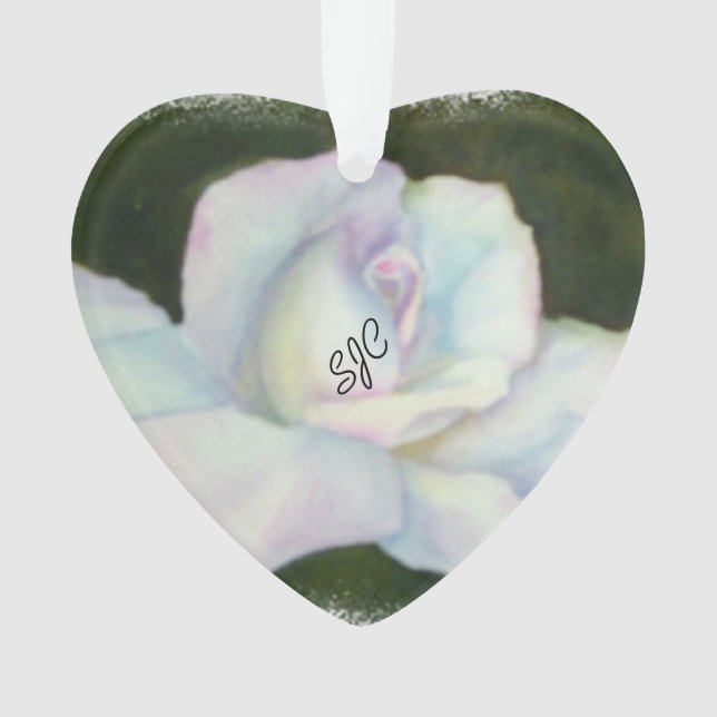 BEAUTIFUL WHITE ROSE VALENTINE ORNAMENT (Front)