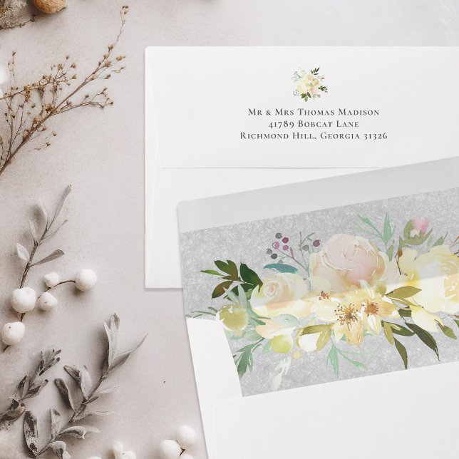 Beautiful White Roses Floral Wedding Envelope (Creator Uploaded)