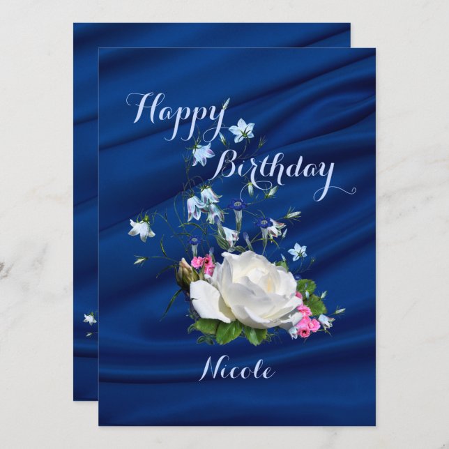 Beautiful White Roses for Daughter's Birthday Card (Front/Back)