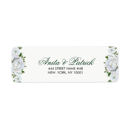 Beautiful White Roses Return Address Label