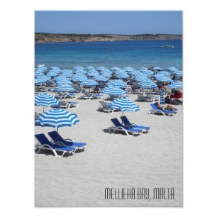 Beautiful White Sand Beach Mellieha Bay Malta Photo Print