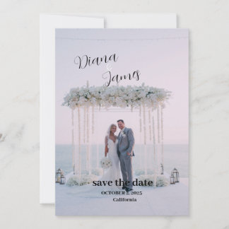 Beautiful White Save the Date Wedding Invitation