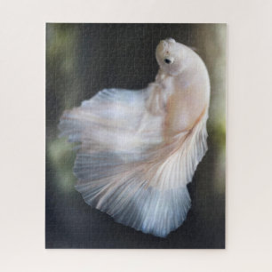 Beautiful White Siamese Betta Fighting Fish Jigsaw Puzzle