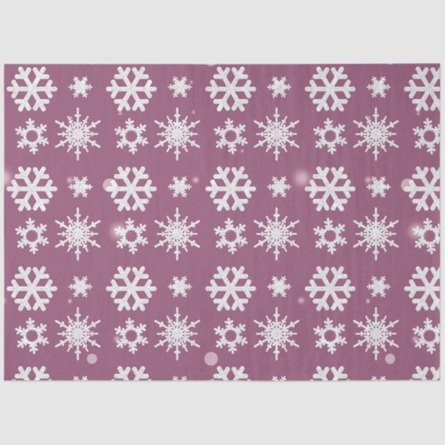 Beautiful White Snowflakes Purple Christmas Tissue Paper (Front)