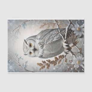 Beautiful White Snowy Owl Winter Theme Tissue Paper